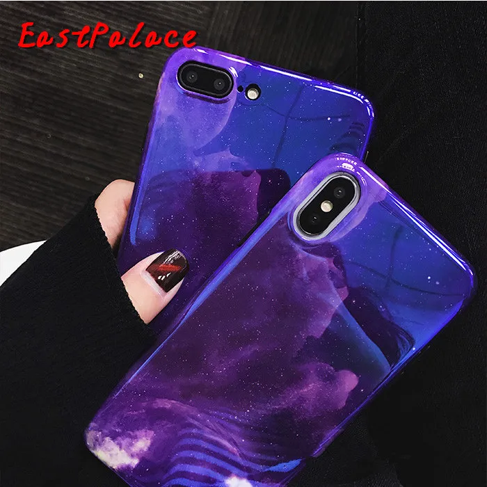 Мягкий чехол с голограммой Blue Ray для IPhone X XS 10 8 8P 7 Plus 6 S 6s 6plus 7plus Чехол Фиолетовый