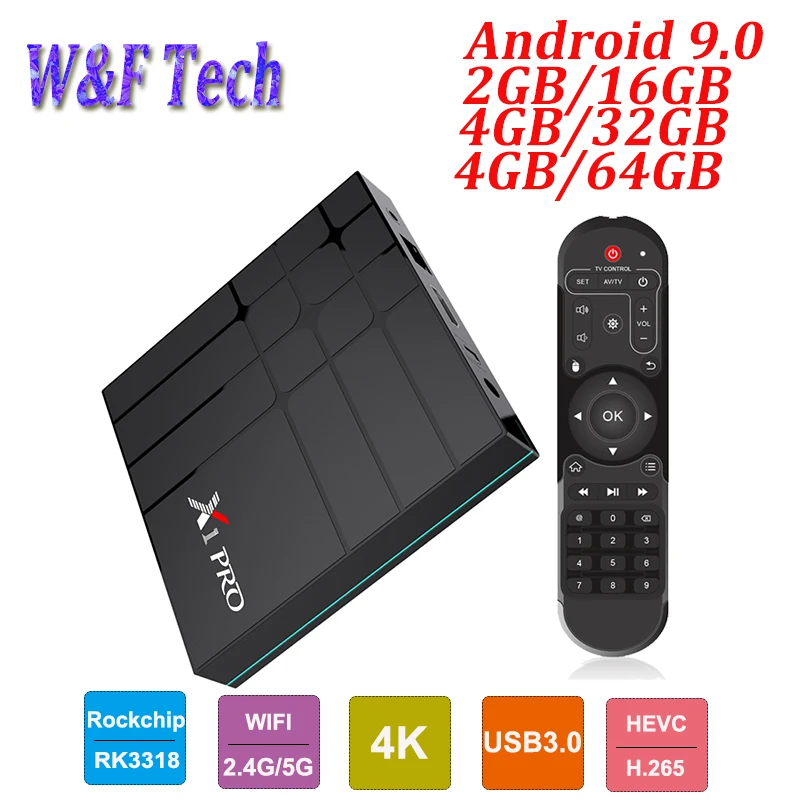 ТВ-приставка X1 PRO Rockchip RK3318 Android 9 0 4 Гб 64 2 4G 5G Wifi 1080P H.265 USB3.0 4K Google Play ГБ 32 Smart Media Player |