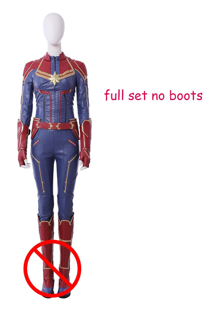 full set no boots Карнавальный костюм капитана Марвел из фильма «Карол Дэнверс», костюм для косплея, костюм на заказ, костюмы на Хэллоуин для женщин - Цвет: full set no boots