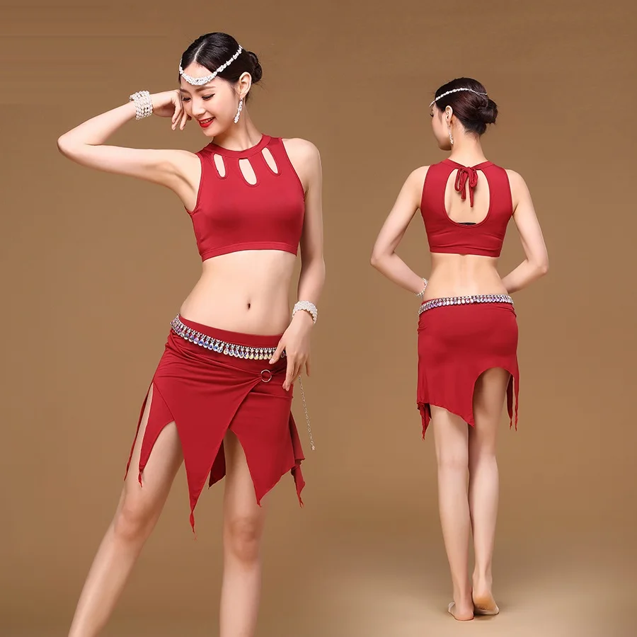 Костюм для танца живота топ + короткая юбка комплект из 2 предметов танцевальная