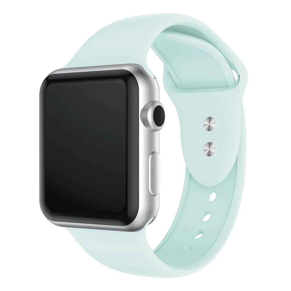 Спортивный ремешок для Apple Watch Band 38 мм 40 мм 42 мм 44 мм с двойной пряжкой резиновый силиконовый ремешок IWatch для Apple Watch Series 4 3 2 1 - Цвет ремешка: Turquoise