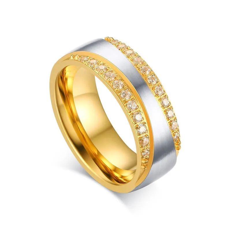 1 piece for Women Пара обручальных колец мужские кольца золотого цвета Alliance anillos anel bague Promise Love обручальные кольца для женщин День святого Валентина - Цвет основного камня: 1 piece for Women