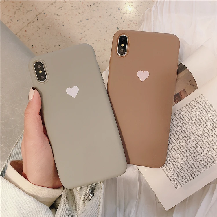 Candy Color Simple Love Hearts Phone Case For iphone XR XS Max X Cartoon Soft TPU 7 6 8 Plus Back Cover | Мобильные телефоны и