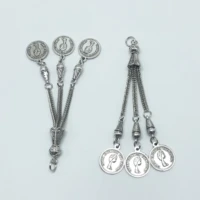 junkang 2pcs tibetan silver turkey disc queen elizabeth charm rosary pendant diy handmade bracelet necklace jewelry findings