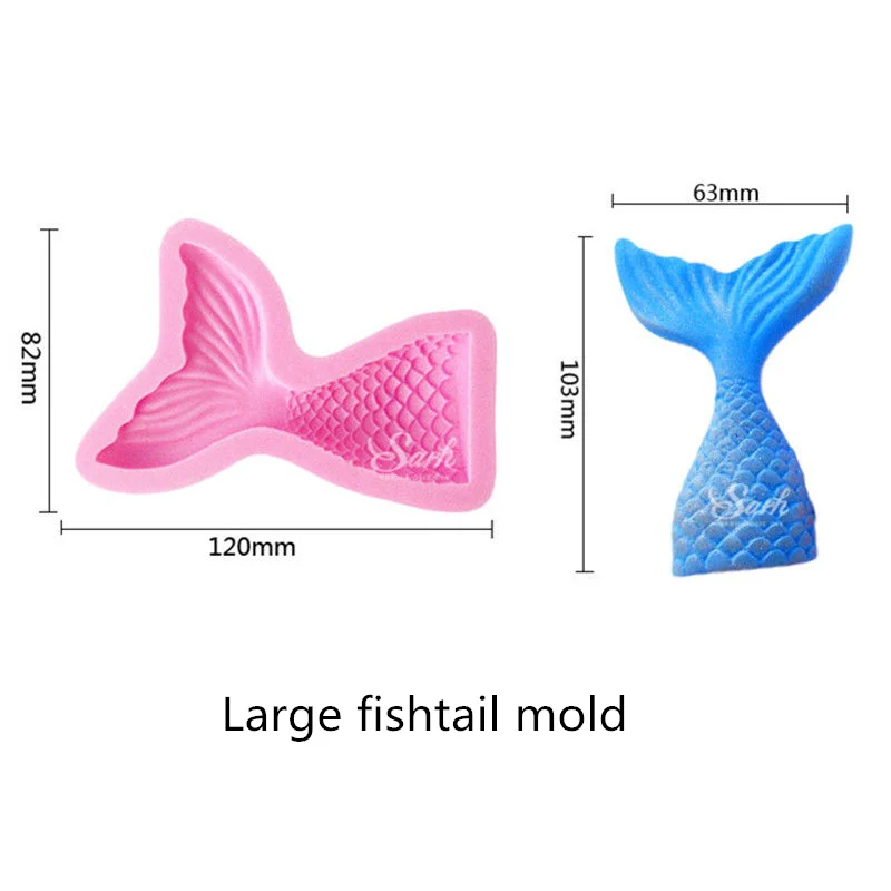 Large fishtail mold Инс Корона русалка украшения лазерный синий рыбий хвост торт Топпер для дня детей вечерние принадлежности на день рождения десерт милый подарок - Цвет: Large fishtail mold