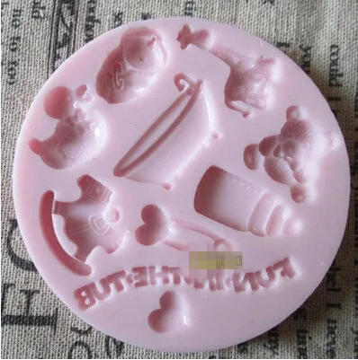 

Duck Carousel Baby Bottle Bath Baby Chocolate Silicone Mold Fondant Cake Decoration Mold Moulds Silicone Rubber PRZY 001
