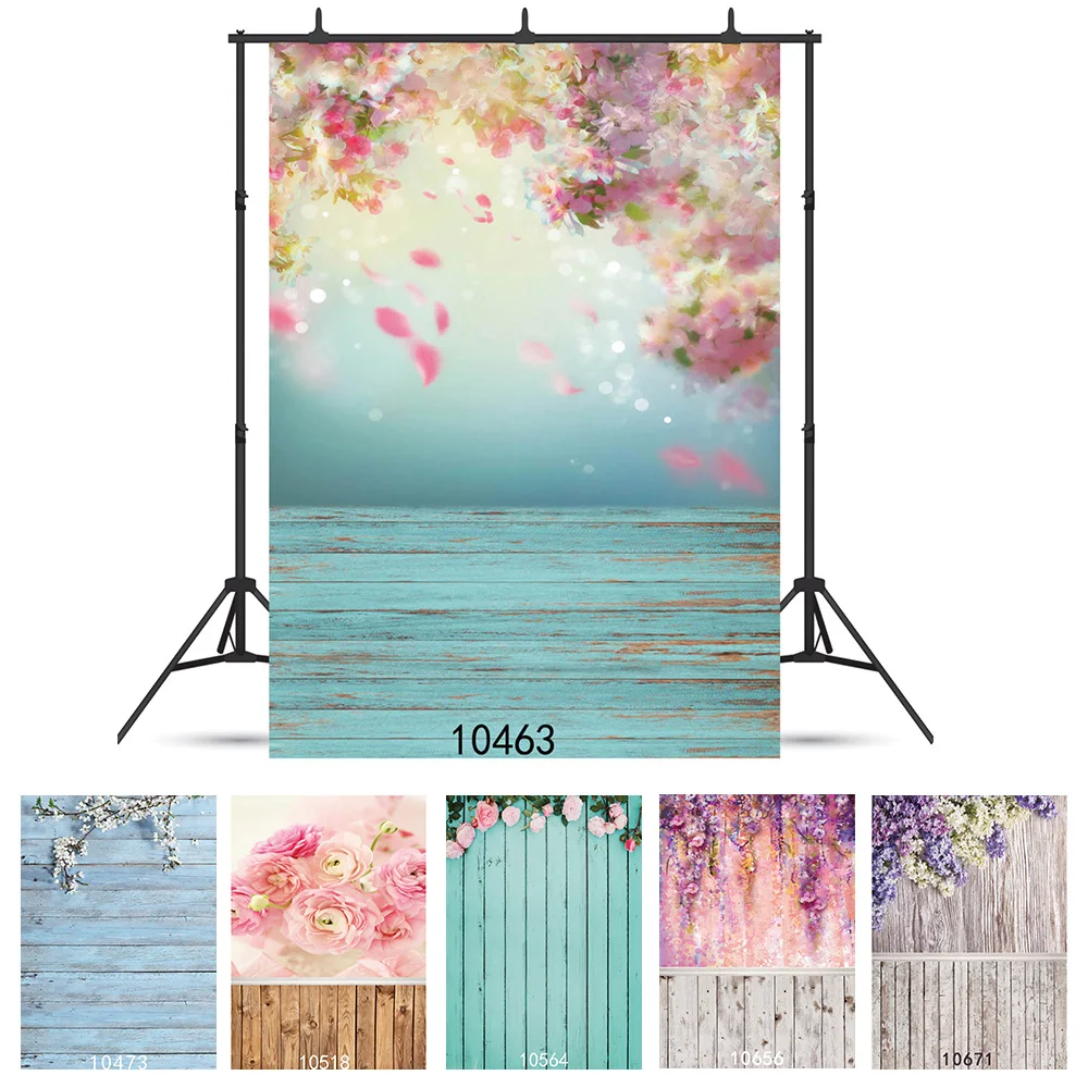 

Spring Photography Backgrounds Flower Watercolor Painting Wall Wood Floor Vinyl Backdrop Studio Photo Kids Newborn Photophone
