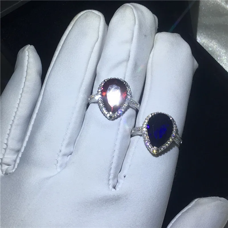 Большая капля воды повседневное кольцо 5ct AAAA фианит камень Стерлинговое Серебро