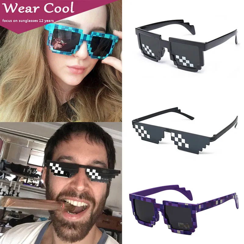 Одежда крутые новые винтажные очки мозаичные Thug Life Deal With It Солнцезащитные
