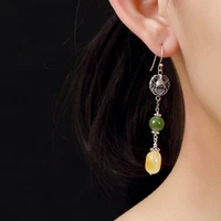 vintage elegance natural amber pure 925 sterling silver earrings for women top quality gemstone earrings for wedding jewelry