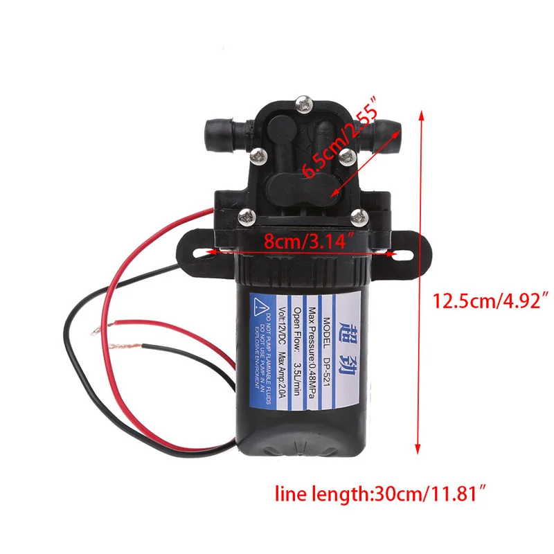 DC 12V 3.5L/мин 0.48MPa 70 PSI диафрагма высокого давления самовсасывающий водяной насос