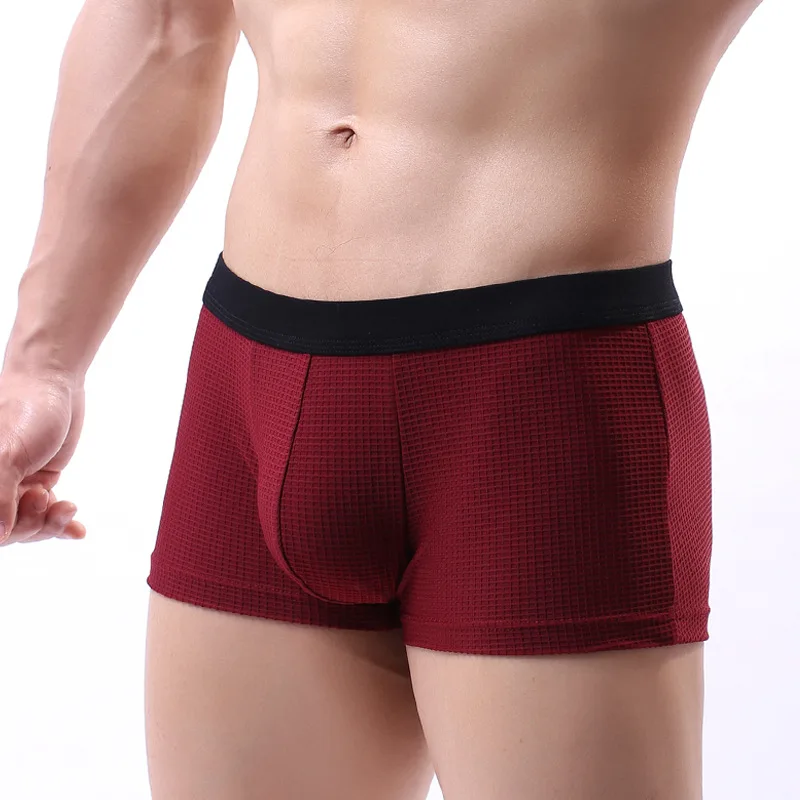 Сексуальное мужское нижнее белье боксеры шорты однотонные дышащие трусы мужские