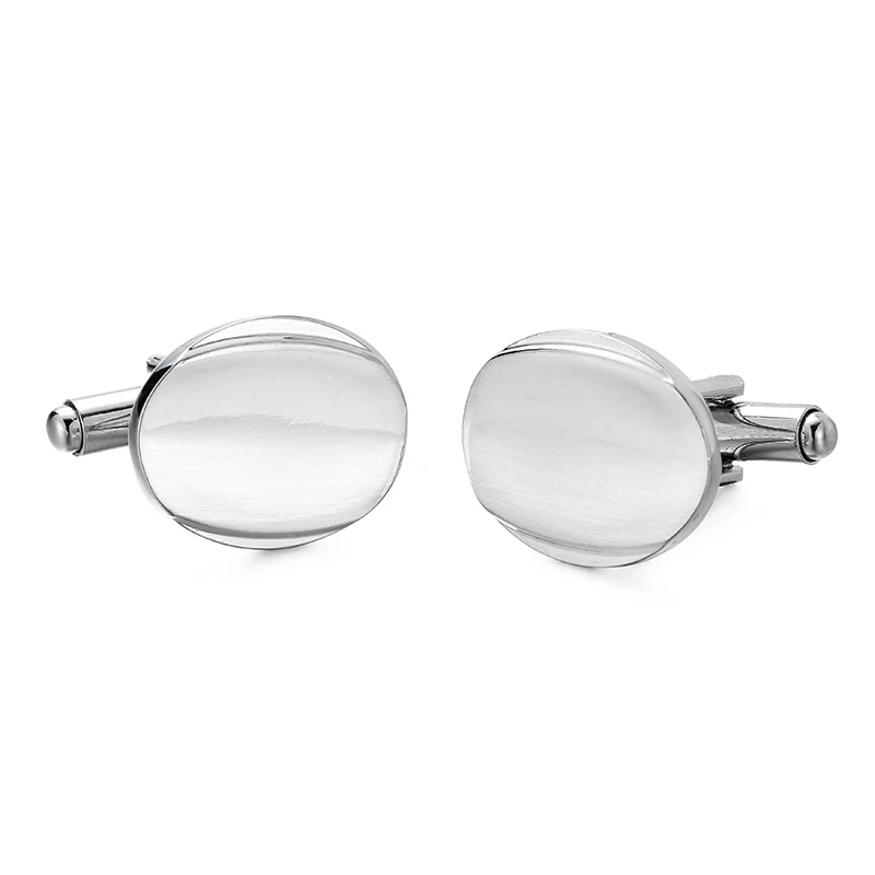 

DY men's French Cufflinks Quality Silvery Oval concave Cufflinks