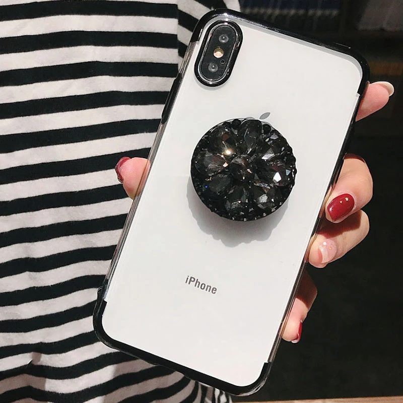 Airbag bracket mobile phone case For iPhone X XS MAX XR 6 6s 7 8 plus 5 5S Fancy crystal stand plating soft cover |