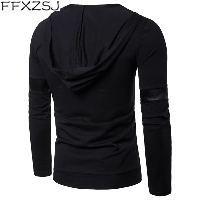 

FFXZSJ Men Hooded T Shirt Autumn New Fashion Male Long Sleeve Cotton Casual Slim Fit Black/white T Shirt Streetwear Camiseta