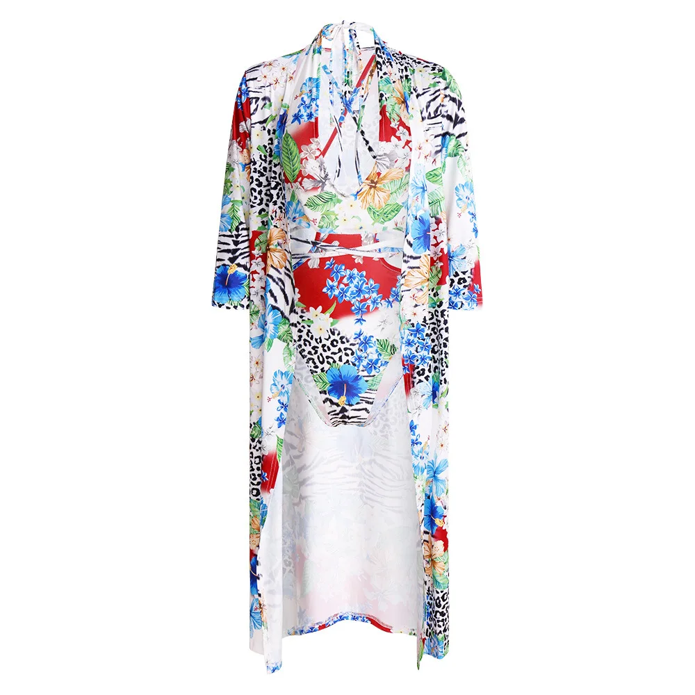 Новинка 2018 модный бандажный купальник + накидка кардиган топы женская