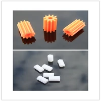 10pcspack k844 102a plastic lengthen shaft gears 5 orange and 5 white reaction gears micro motor gear diy parts free shipping