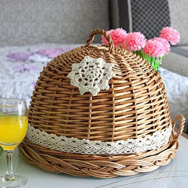 

Pizza dishes wickerwork plates willow crafts kitchen storage box vegetable basket yellow dishes fruit tray