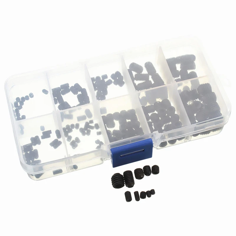 Hex Set Grub Screws Cup Gasket 200pcs Black Allen Head Socket Point Assortment Kit with Box For Home Tools | Обустройство дома