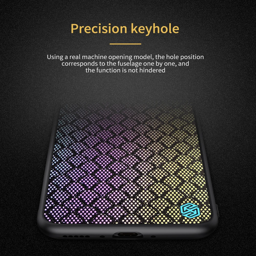 Чехол NILLKIN для OnePlus 7 Pro тканая полиэфирная сетка оболочка цветная блестящая голографическая градиентная Светоотражающая крышка