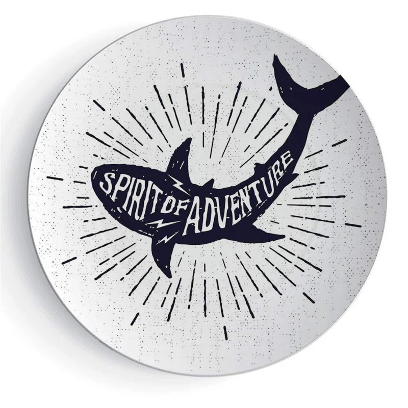 30cm Round Ocean Sharks Ship Rudder Chronometer Metal Tin Signs Home Art Decor Iron Poster Retro Wall for Bar Pub Shop | Дом и сад