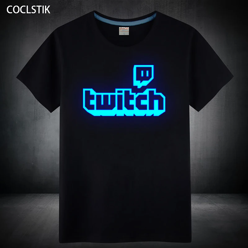 Мужские летние флуоресцентные футболки Twitch из 100% хлопка персонализированная