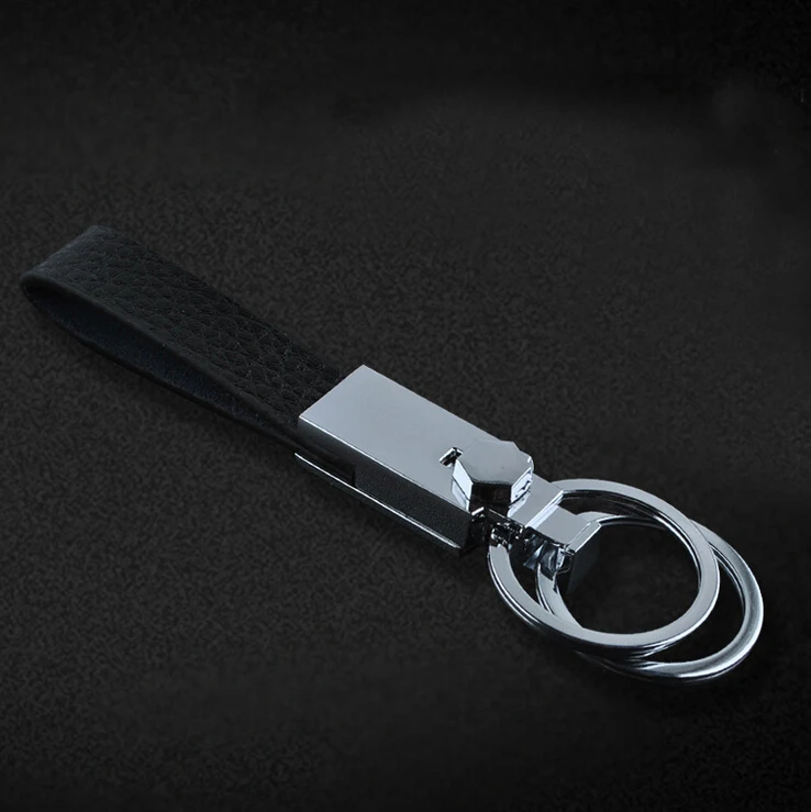 

Men's double key chain ring leather key chain Metal upscale gift accessories