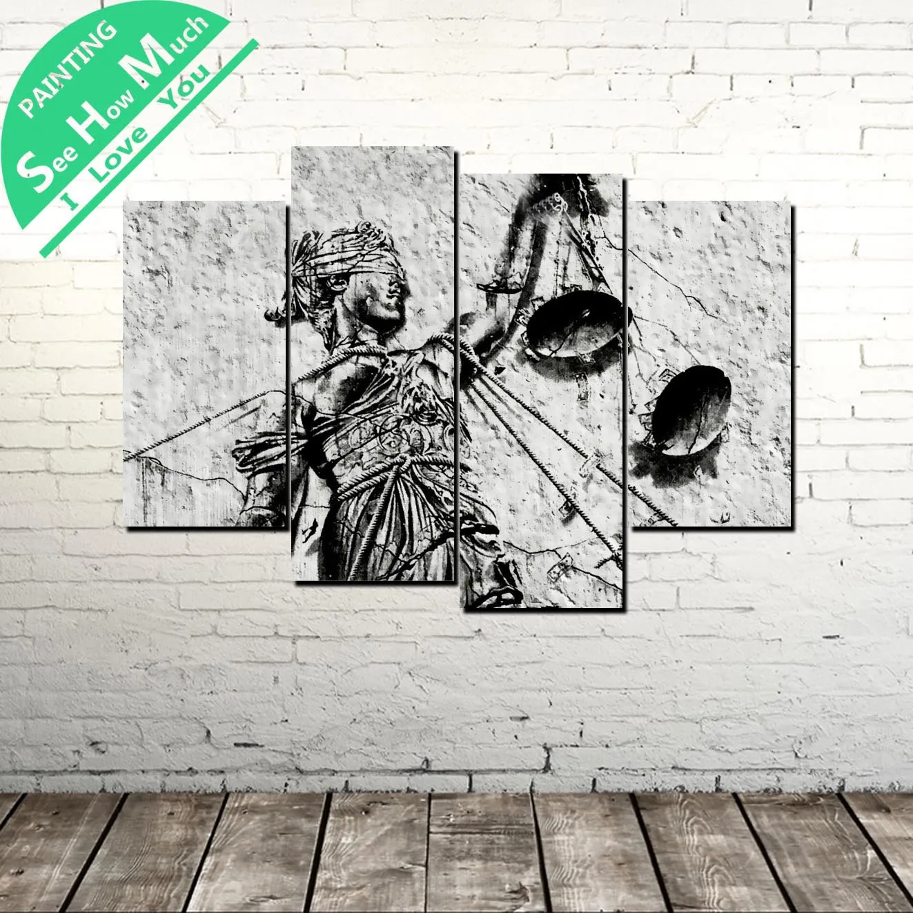 

4 Piece Balance scale for legal justice wall art decor poster vintage decorative pictures canvas prints painting wall pictures