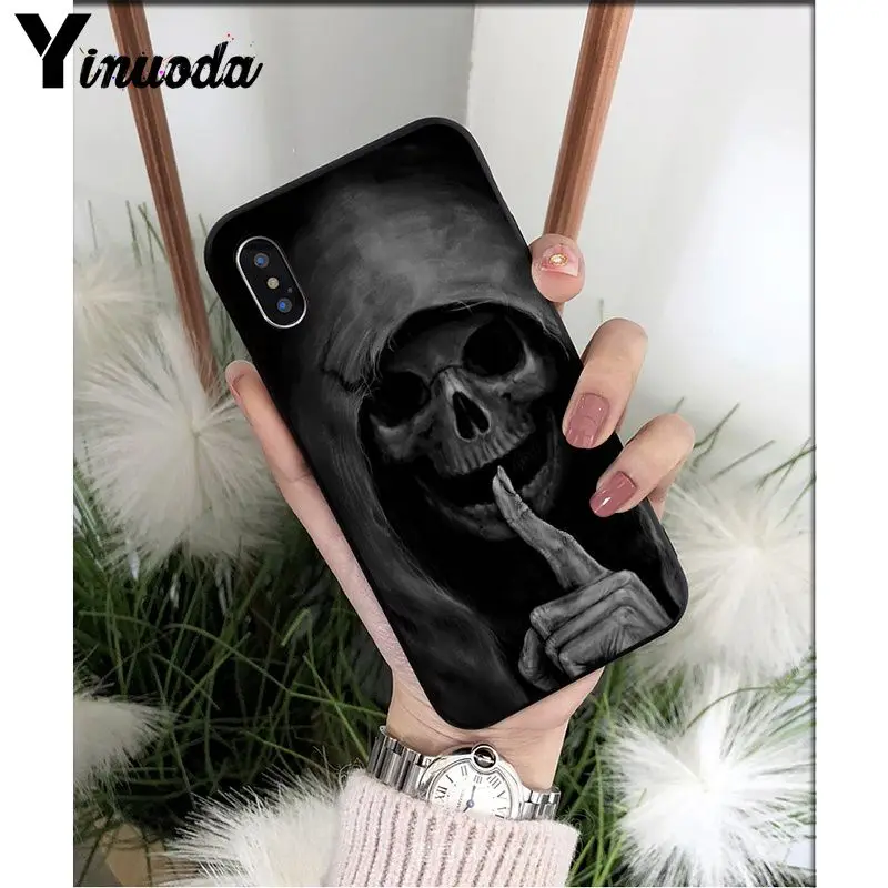 A11 Yinuoda Grim reaper череп скелет DIY Роскошный Высокий протектор на конце чехол для iPhone X XS MAX 6 6S 7 7plus 8 8Plus 5 5S XR - Цвет: A11
