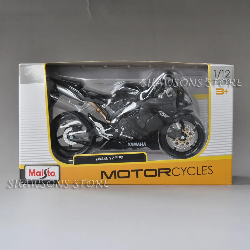 Литая модель мотоцикла игрушки Maisto 1:12 Yamaha YZF-R1 спортивный велосипед миниатюрная копия черный