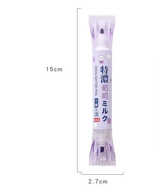 1 Pcs Kawaii Japanese Style Candy Highlighter Pens Double Headed Hilighter Scribble Cute Liquid Pastel Chalk Mark Art Stationery