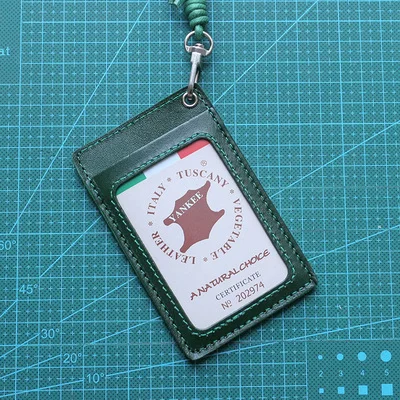Green ID/бейдж держатель для карт из натуральной кожи роскошный бренд мужской держатель для кредитных карт женский Чехол для карт ремешок выдвижной - Цвет: Green