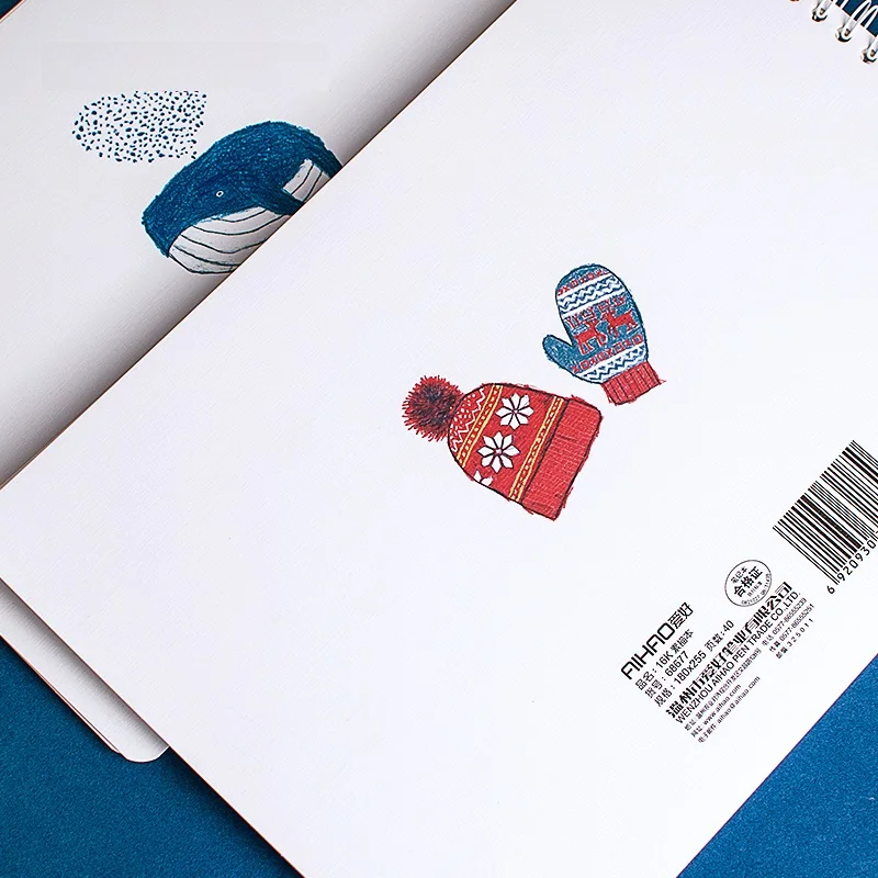 16K эскиз книга для рисования милый КИТ пустой ноутбук 40 листов дневник sketchbook