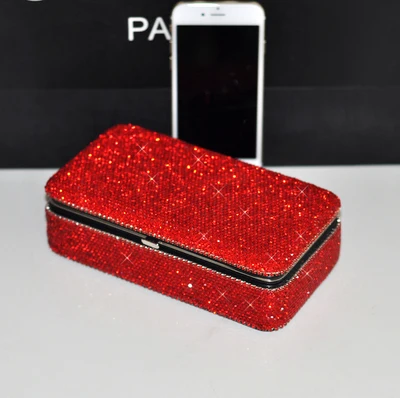 Red Полная Хрустальная бижутерия для декорирования коробок для украшений коробочка для украшений, сережек коробка для хранения ювелирных изделий и колец Свадебные подарки украшения гостиной - Цвет: Red