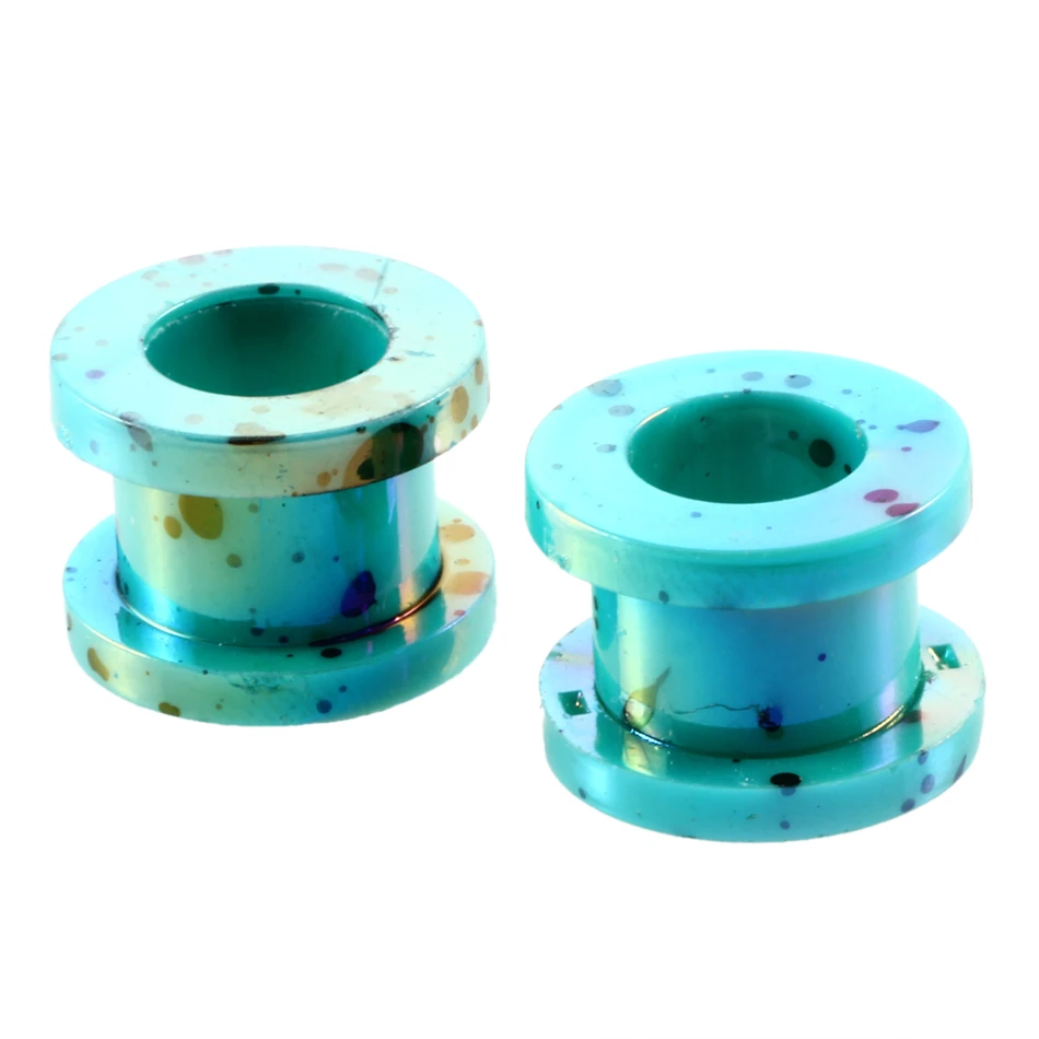 Style 4 2Pcs Acrylic Pattern Printing Ear Expander Taper Dot Screw Flesh Tunnel Hollow Ear Plug Gauges Stretcher Piercing Body Jewelry - Окраска металла: Style 4