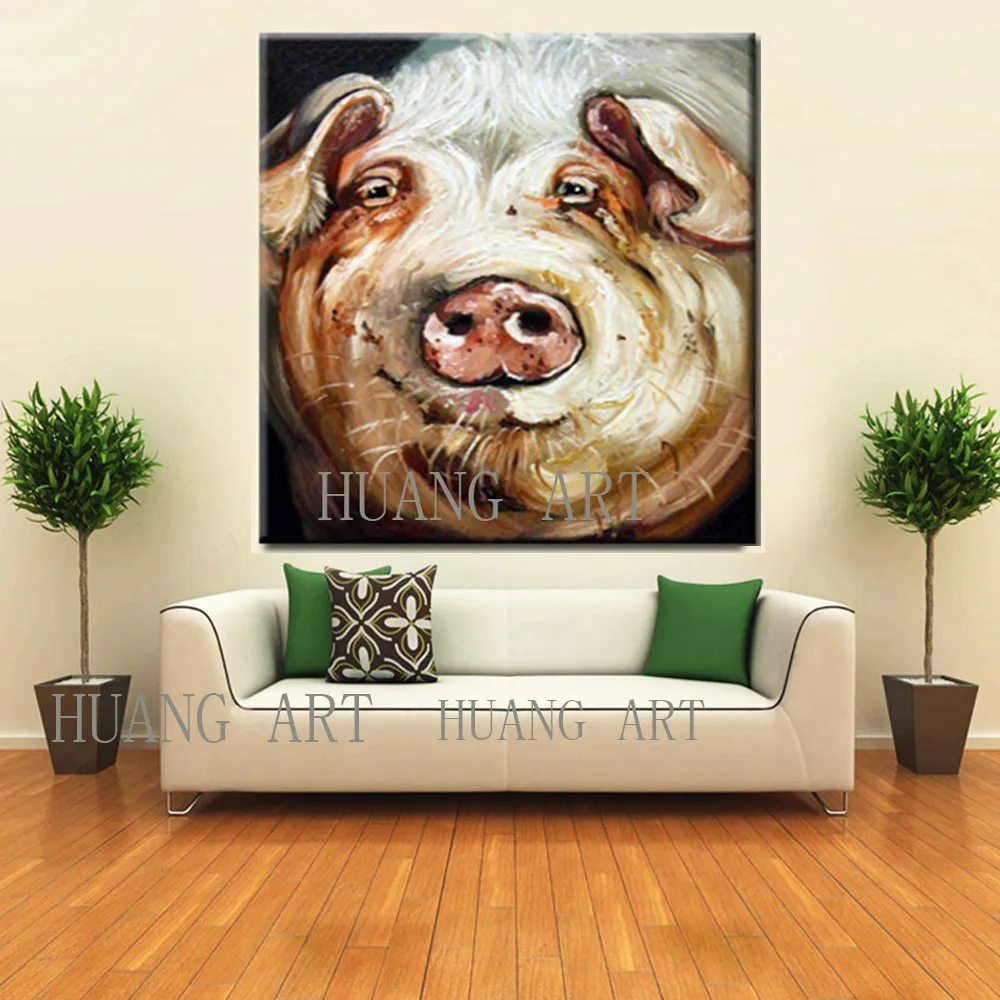 Lovly Fat Pig Oil Painting Canvas Modern Abstract Art For Living Room Decor Lobby sofa bedroom club Animal pig oil pain | Дом и сад