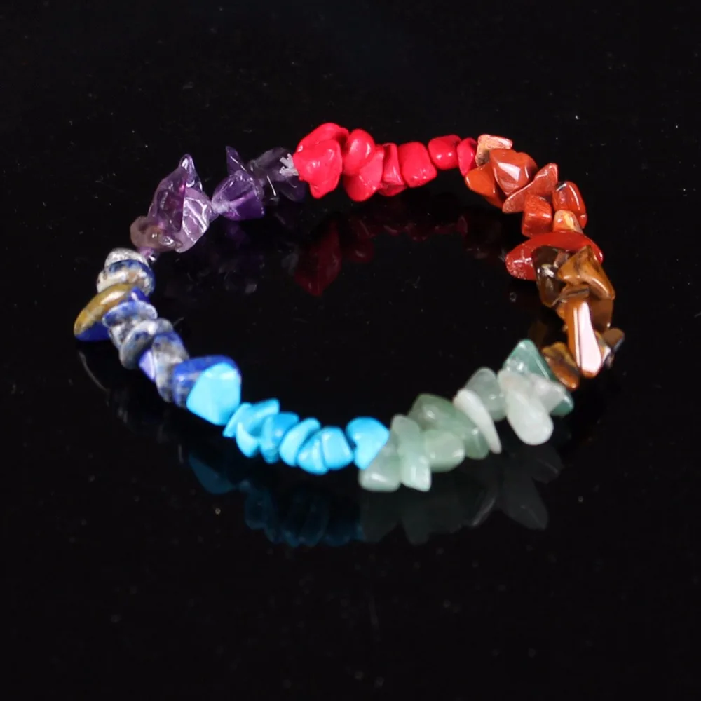 7 Чакр Исцеляющие балансирующие бусины браслеты для йоги Crystal чипы из