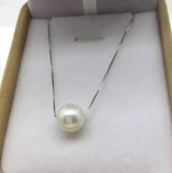 

100% настоящие жемчужные ювелирные изделия, АА 8-9 мм около круглого, белый S925 серебро пресноводный жемчуг ожерелье, Женская свадьба, любовь, подарок на день матери