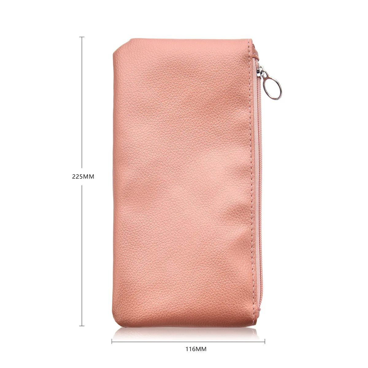 Solid Color PU Leather Purse Pencil Case with Zippered Cosmetic Bag Makeup Bag Coin Money Pouches for Women Travel Party