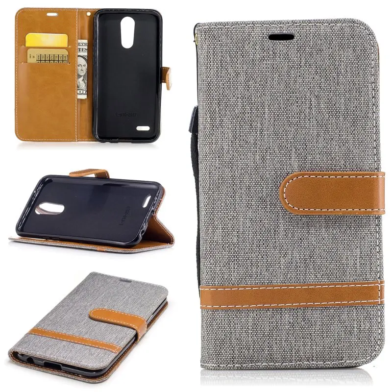Чехол для LG K10 2017 Coque футляр из джинсовой ткани джинсовое портмоне кожаная сумка с