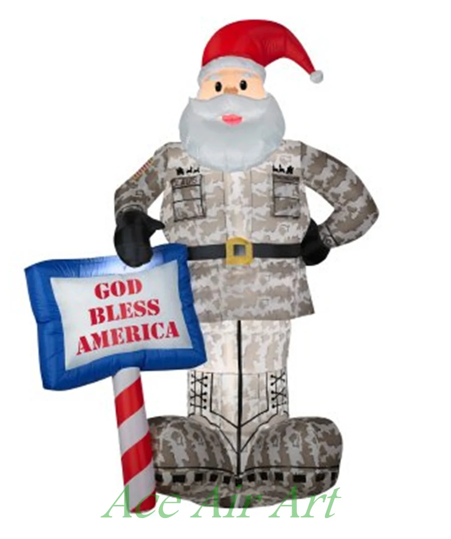 

Airblown With God Bless America Sign Inflatables Military Santa