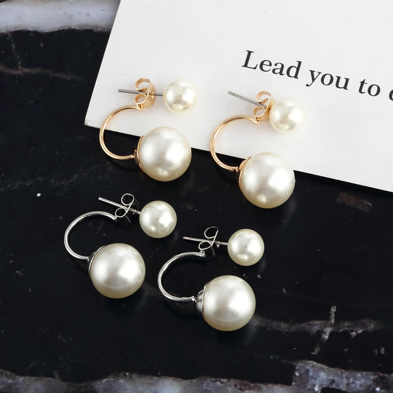 Hfarich Tibetan Blue Stone Bead Flower Heart Pearl Earring Jackets for Women Wedding Geometric Piercing Earing Jewelry Brincos |