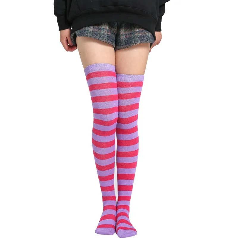 Knee Socks Girl Women Sexy Slim Striped Long Socks Autumn Christmas Halloween Easter Ball Party Costume Knee High Socks Women