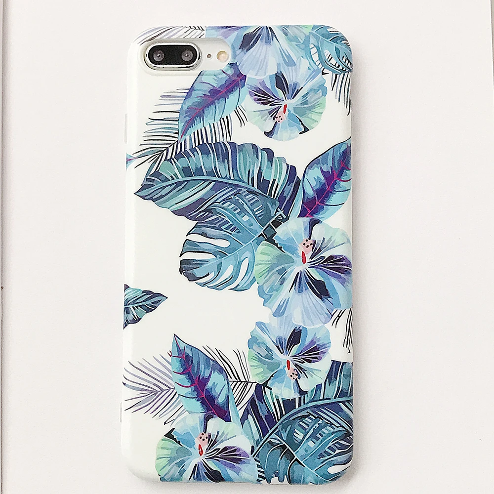 Чехол для телефона SUYACS с синим банановым листом и цветами iPhone 11 Pro max XR XS Max 6 6S 7 8 Plus X