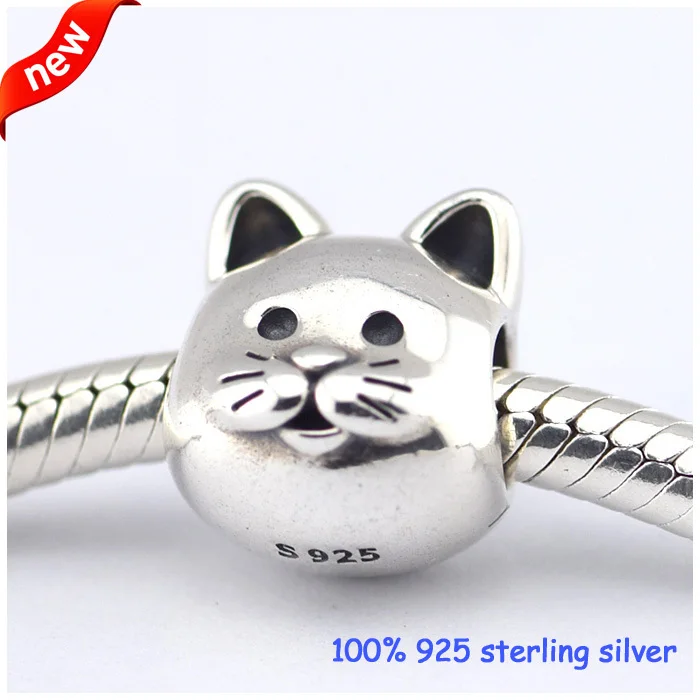 Подходит для браслетов Pandora Cat серебряные бусины новые оригинальные 100% 925 пробы