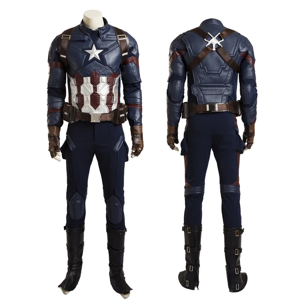 full set Капитан Америка: Civil War косплей Капитан Америка Косплей, карнавальный костюм Хэллоуин супергерой мужской кожаный костюм на заказ - Цвет: full set