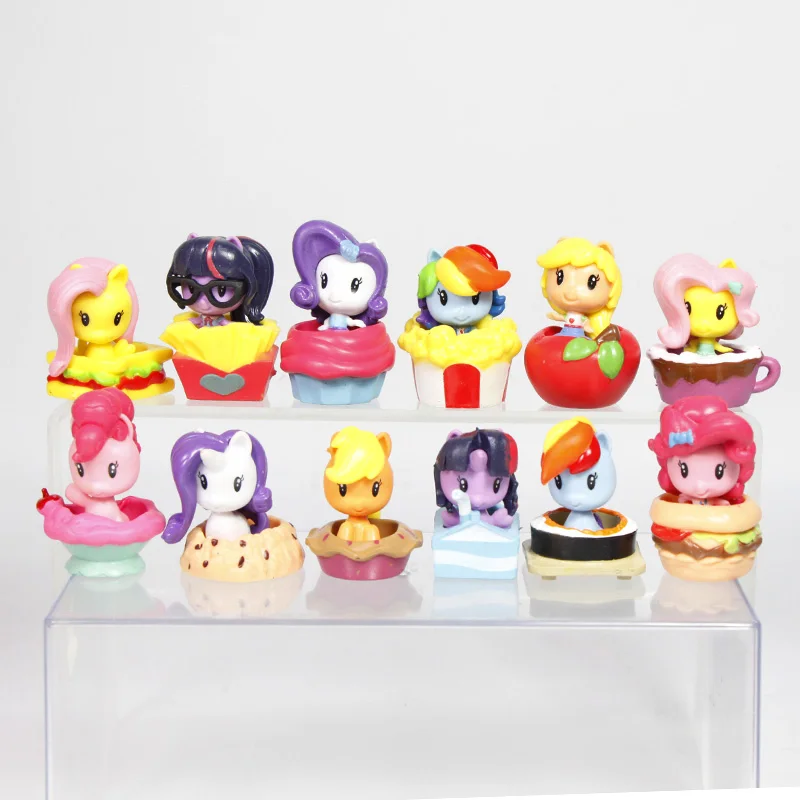 only 12pcs figures 12 шт. игрушки My Little Pony симпатичная Mark мини-пони кукла дружба-это чудо всех цветов радуги; платье с Сумеречной искоркой рисунок Рождественский подарок - Цвет: only 12pcs figures