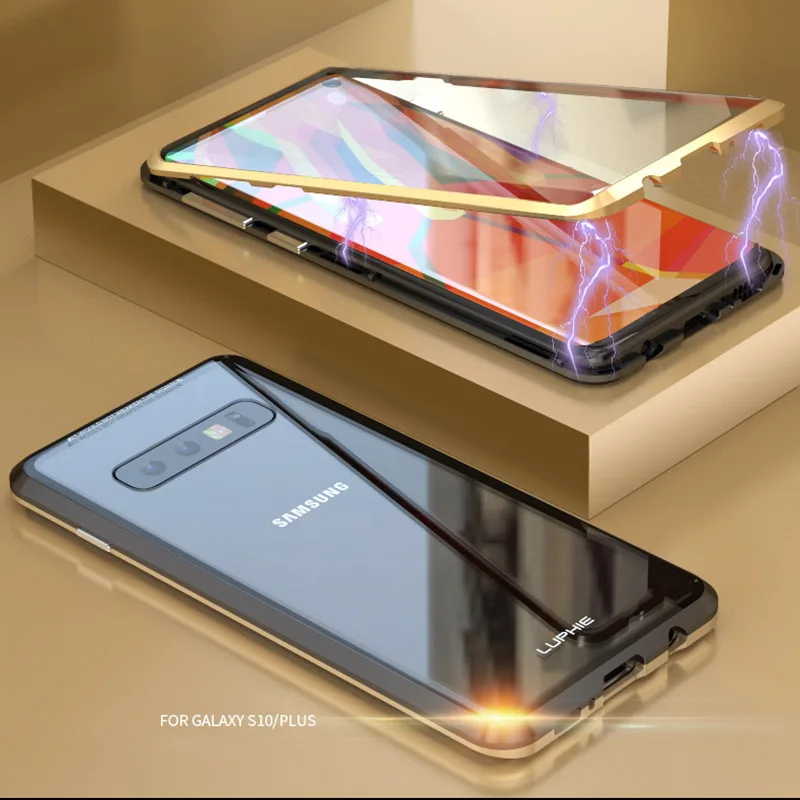 BFOLLOW 360 магнитный чехол для samsung Galaxy S10 Plus 5G S10 Edge Note 9 8 10 Plus S8 S9 с двойным стеклом