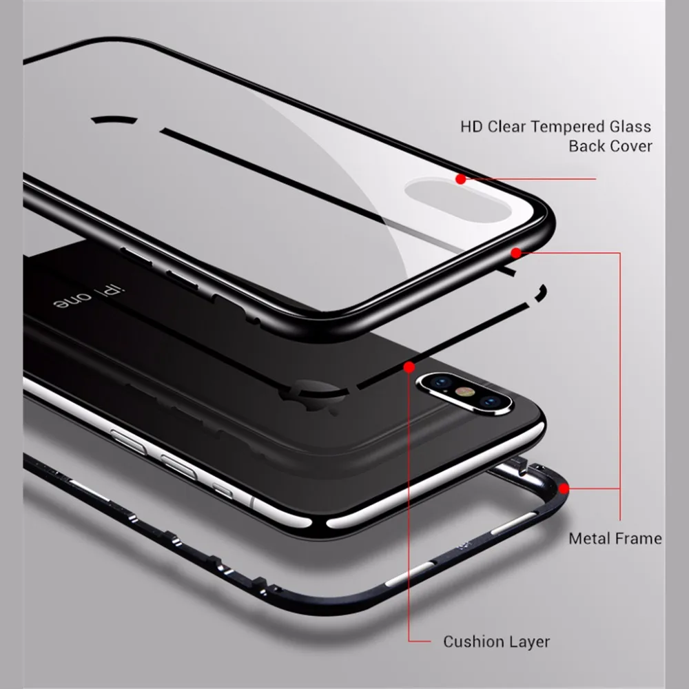 AmzBoon Magneto Magnetic Adsorption metal case For Samsung Galaxy S9 S8 Plus luxury tempered glass cover Note 8 | Мобильные телефоны