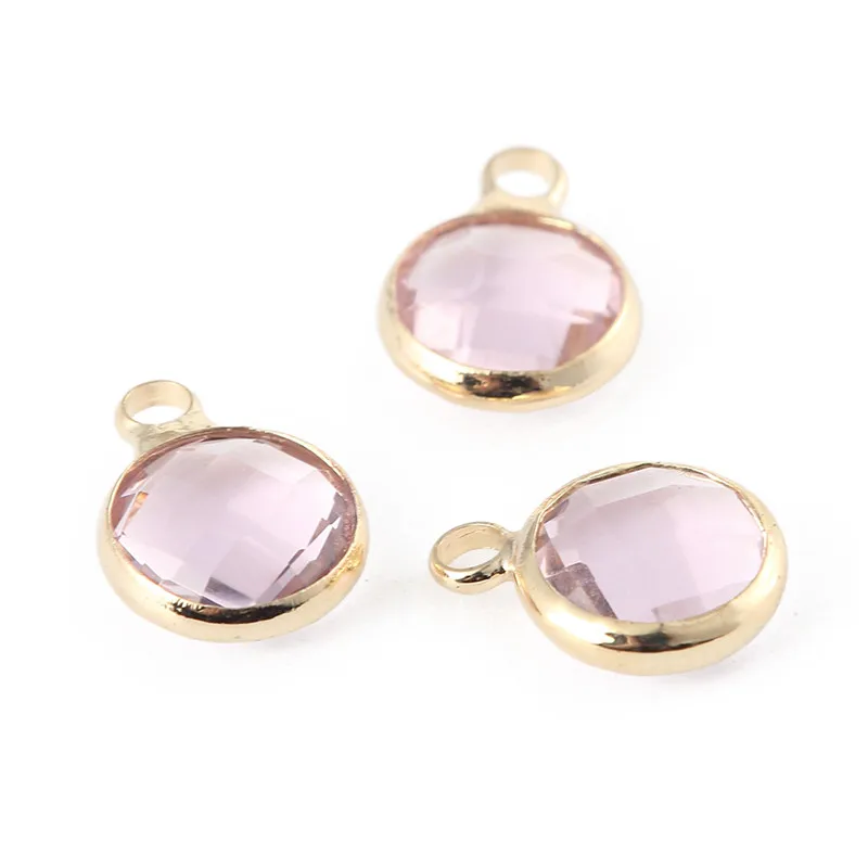 Light Pink Дизайн 20 шт 8 мм Золотой Цвет Кристалл камни по месяцу рождения подвески для самостоятельного изготовления ювелирных изделий Аксессуары - Окраска металла: Light Pink